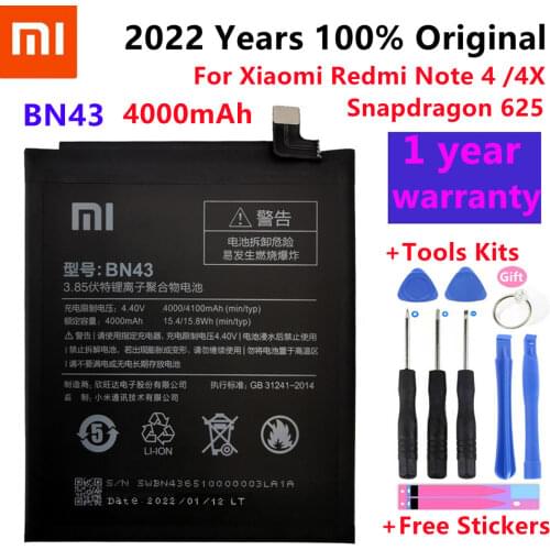 100% XiaoMi New Original Real 4100mAh BN43 Battery For Xiaomi Redmi Note 4X 3G+32G / For Redmi Note 4 global Snapdragon 625