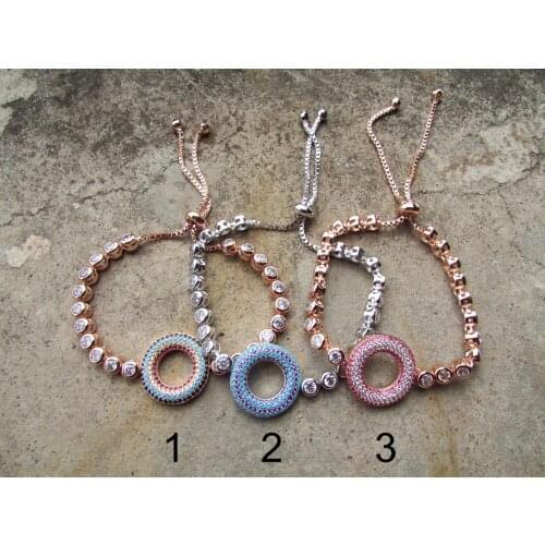 2017 Micro Pave CZ various color sparking doughnut pave Gem zirconia circle bezel tennis bracelet