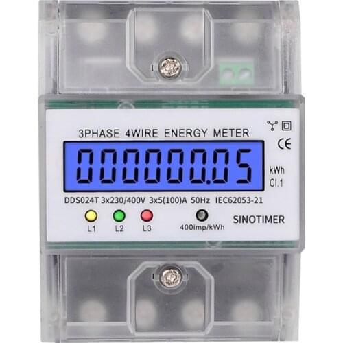 3 Phase 4 Wire Electronic Power Consumption Energy Meter Intelligent LCD Digital Backlight Display Wattmeter Home 380V