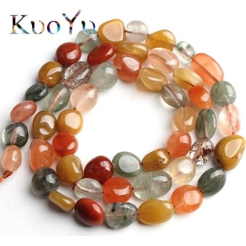 6-8mm Natural Irregular Mixed Rutilated Quartz Beads Smooth Loose Spacer Stone Bead For Jewelry Making DIY Bracelet Necklace 15"