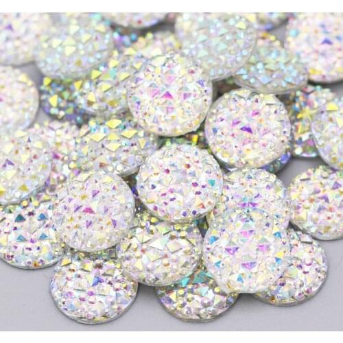 Bling Round Crystal Stones Resin Crystal AB Color Rhinestone Flatback Rhinestones for Cloth DIY Cabochon Stone Wedding Dress