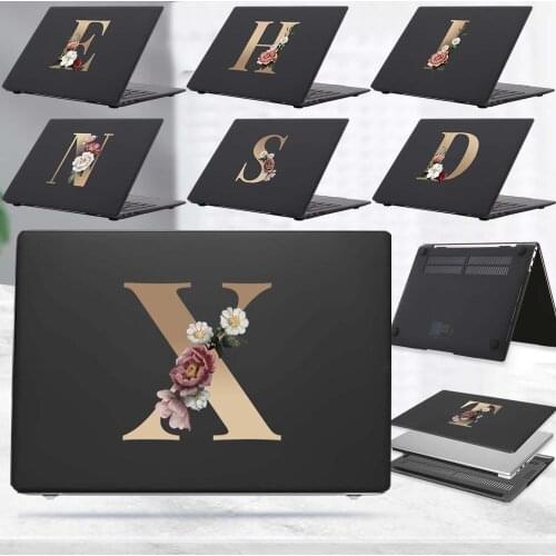 Laptop Case for Huawei MateBook D15/D14/13/14/MateBook X Pro/X 2020/MagicBook Pro 16.1/14/15 Floral Gold Initial Name Hard Shell