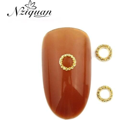 Sales champion NZIQUAN20pcs/bag 5*5mm3D hollow circle gold foil DIY nail art decoration sparkling art nail decoration
