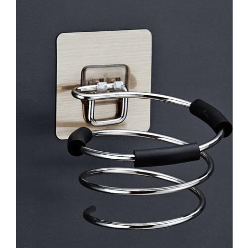 Bathroom Hair Dryer Holder Blower Home Organizer Adhesive Wall Mounted Nail Free No Trace Stickers Hair Care Dryer Storage Rack