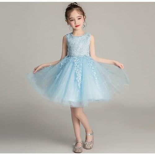2021 Kids Elegant Pearl Cake Princess Dress Girls Dresses For Wedding Evening Party Embroidery Flower Girl Dress Girl Clothes