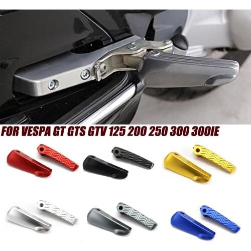 For Vespa GT GTS GTV 125 200 250 300 300ie Motorcycle Rear Passenger Foot Pegs Mount Black Pedal Extended Footpegs