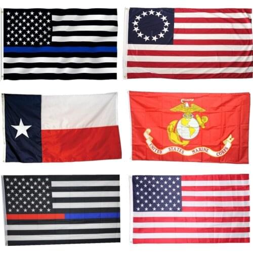 90x150cm Blue Line USA Police Flag Red Line Texas State American Betsy Ross Decorative Flags And Banners Polyester Flying Banner