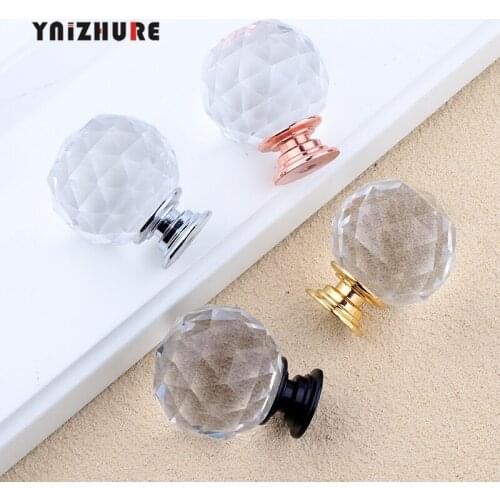 YNIZHURE Brand Hot 35mm Crystal Glass Ball Knobs Handles Dresser Drawer Kitchen Cabinet Pull Cupboard Handle