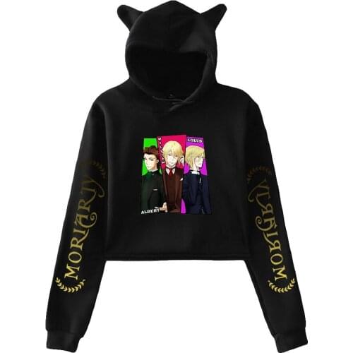Kawaii Japanese Anime Moriarty The Patriot 2D Print Fashion Cat Ears Top Girl Hoodies Sweatshirt Sexy Clothes Y2K Trend Clothes