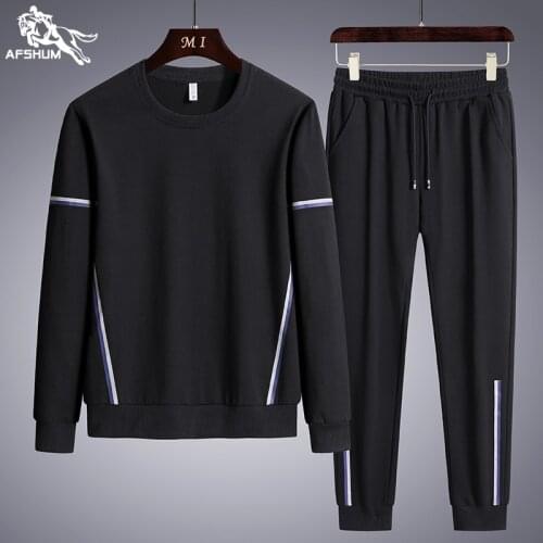 Sportswear Sets Men M-6XL 7XL 8XL printing Suit Mens Sports Tracksuit Mens 2 Piece Set Sweatshirt Long sleeve+Sweatpants 6883