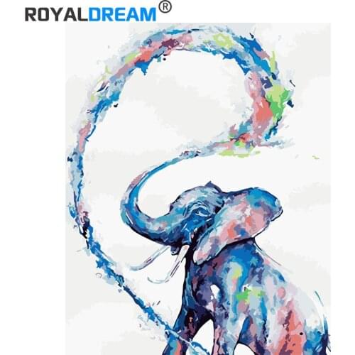 ROYALDREAM Colorful Elephants DIY Painting By Numbers Canvas Painitng Home Wall Art Picture Coloring By Numbers For Home Decor