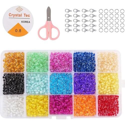 1Box 3mm/4mm Jewelry Beads Set Glass Seed Beads Acrylic Letter Beads Fit DIY Jewelry Making Bracelet Necklace Accessories