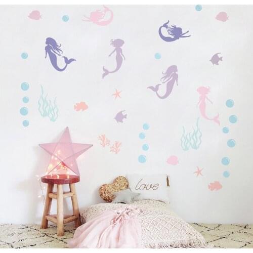 Funlife Girl Room Window Wall Stickers Mermaid Glass Stickers Children Waterproof Self-adhesive Home Decoration Stickers