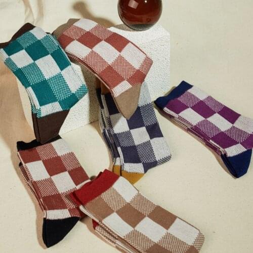10 Pairs Women Socks Autumn Winter New Fashion Socks Plaid Socks Trendy Socks Middle Tube Socks For Ladies Girls