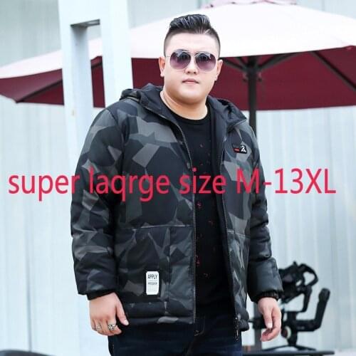 New Fashion High Quality Double Face Wear Extra Large Down Jacket Men Winter Coat White Duck Down Thick Print Plus Size M-13XL