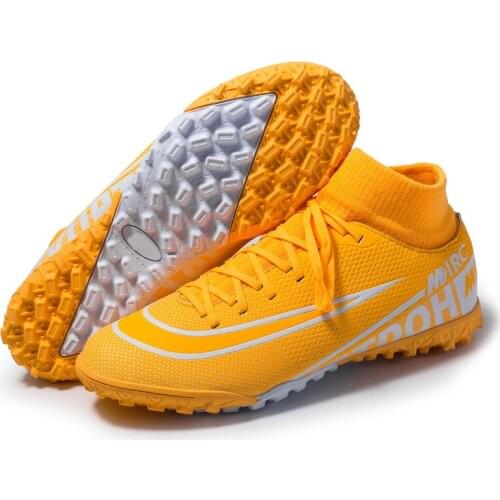 2020 New Men Kids Football Boots Turf Soccer Shoes Cleats Training High Ankle Sport Sneakers Mens Dropshipping Eur size 35-45