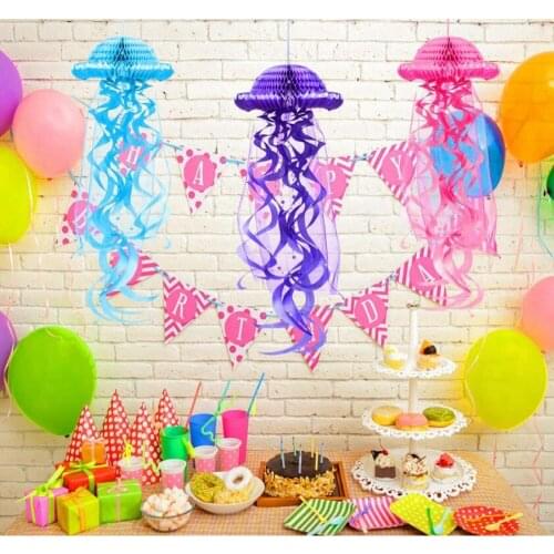 New Hanging Honeycomb Jellyfish Ornament DIY Paper Lanterns Under The Sea Mermaid Party Decorations