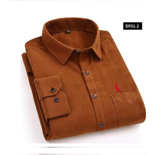 2021 Aramy reserved New Arrivaly High Quality Corduroy Mens Long Sleeve Shirt Casual Plaid Men Dress Shirts Camisa Masculina