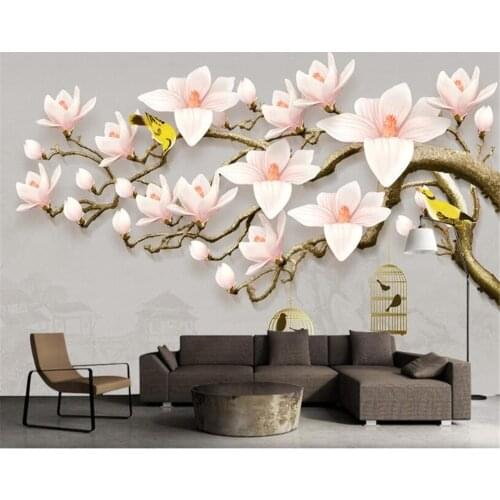 Beibehang Custom wallpaper mural 3D embossed Magnolia classical background wall mural decorative painting wallpaper for walls 3d
