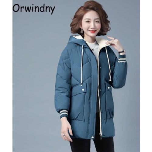 Orwindny Big Pockets Parkas Women Hooded Warm Jacket Winter Cotton Padded Clothing Solid Loose Fashion Wadded Coats Female S-3XL
