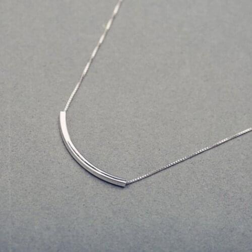 New Fashion Simple Curved Bar Necklaces for Women Tiny Personalize Bar Necklace Silver Color Chain Jewelry Bridesmaid Gifts