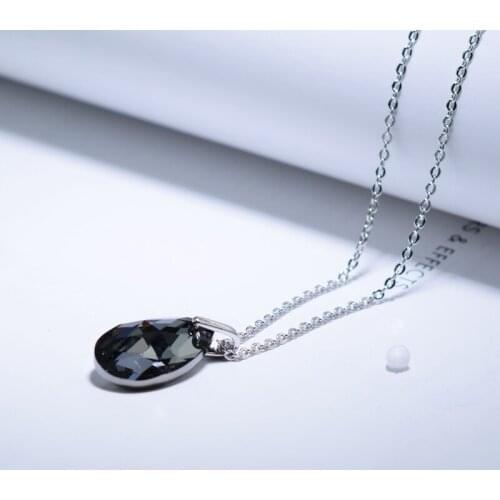 BAFFIN Simple Tear of Joy Pear-shaped Pendant Necklaces Crystals From SWAROVSKI Silver Color Mini Waterdrop Collares For Women