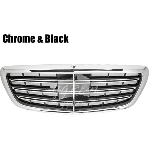 Front GT R Grill Grille For Mercedes Benz S Class W222 2014-2018 Chrome