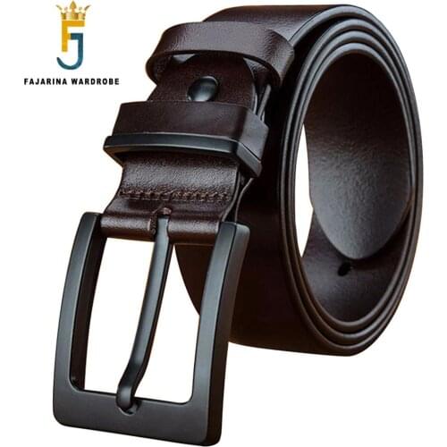 FAJARINA Top Quality Cow Genuine Leather Belts Casual Design Pin Buckle Belt for Men Strap Male Accessories Packing Box FJ18024