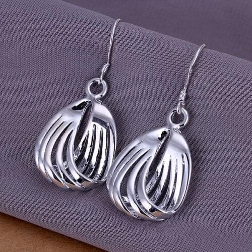 Earrings Silver Plated Earrings Silver Trendy Jewelry Earrings Five Lines Corrugated Jewelry Wholesale Free Shipping aoqi LE229