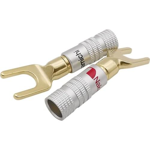 1Pair Y/U- Type 4mm Banana Plug Wire Connectors Gold-Plated Banana Fork Spade Speaker Plug Cable Terminals Adapter Red & Black