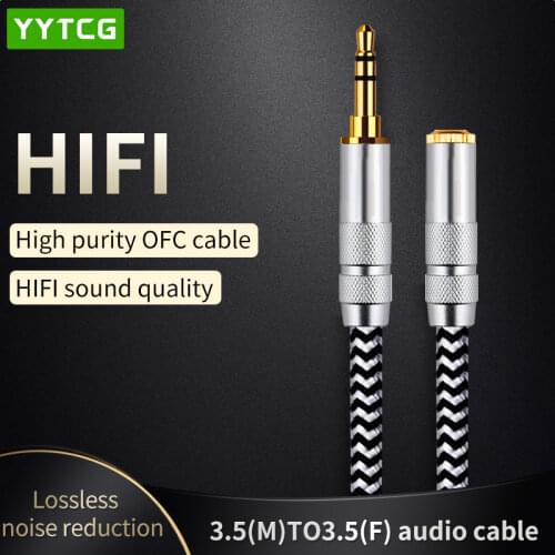 YYTCG Hifi 3.5mm Audio Extension Cable OCC HIFI 3.5MM Male to Female Cable