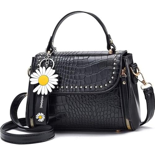 Womens bags 2020 new fashion crocodile pattern portable small square bag Korean shoulder messenger bag ladies shoulder bag