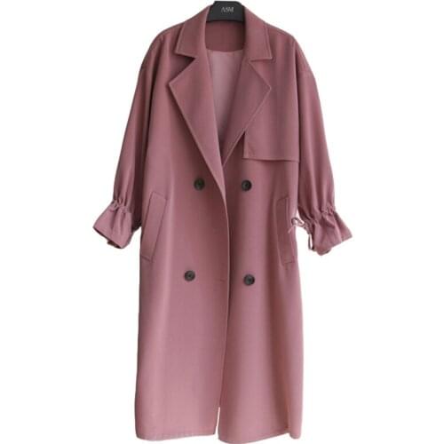 New Spring Autumn Women Sashes X-Long Trench Pleated Double Breasted Trench Coat OL Long Sleeve Windbreaker Coats Outwears Mw214