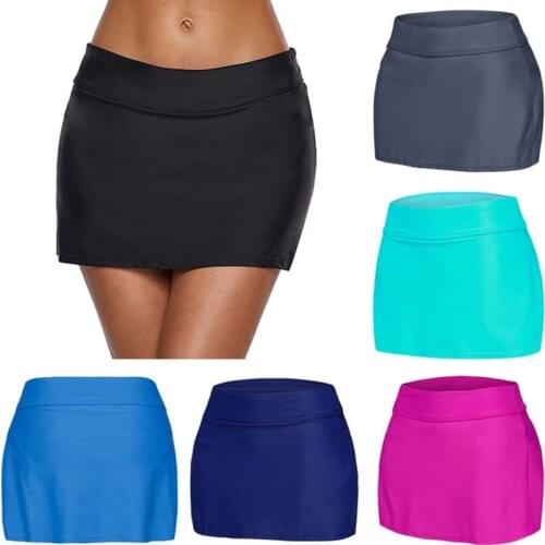 Women Solid Color Skirted Bikini Bottom Shorts Elastic Waist Swimsuit Beachwear Suitable For Summer Beach