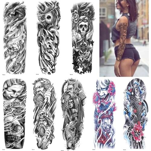 1 Sheets Large Temporary Tattoos Full Arm and Half Arm Tattoo Sleeve Tattoos Fake Body Art Stickers for Man Women
