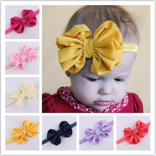 1PC Newborn Cute Colorful Bow Elastic Hairbands Baby Girls Hair Wrap Ribbon Headbands Hair Bands Kids Headwear Hair Accessories