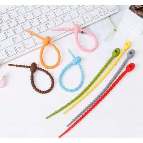 10pcs Silicone Loop Cable Strap Organiser Home Tape Phone Data Cable Charger Cable Ties Household Socket Organizer Winder Cable