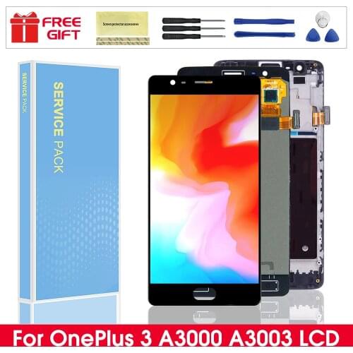 100% Test LCD For OnePlus 3 3T LCD Display Touch Screen Digitizer For one plus 3 3T A3000 Replacement Parts