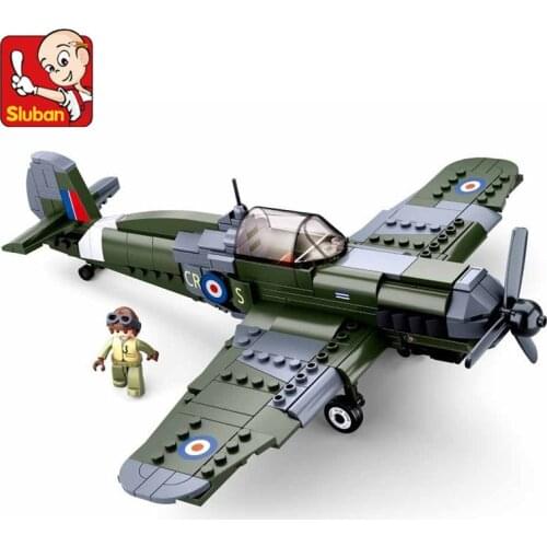 290Pcs World War II Supermarine Spitfire Plane Building Blocks WW2 Military Pazer Fighter Model Bricks Educational Children Toys