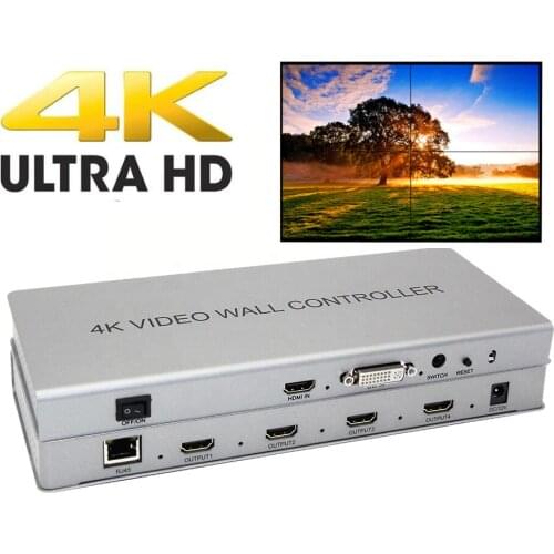 2x2 Video wall controller 1 HDMI/DVI Input 4 HDMI Output 4K TV Processor Images Stitching Video Wall Processor