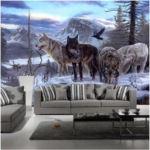 3D Wolf Field WallPaper Murals Wall Print Decal Wall Deco WALLPAPER Photo Mural Animal Wallcovering