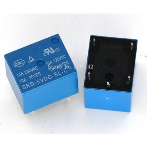 5PCS/LOT SRD-05VDC-SL-C SRD-05 5 Pins 5V 10A DC Coil PCB Relay