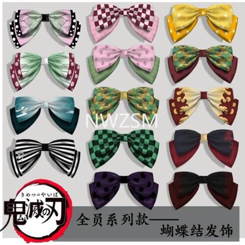 Anime Demon Slayer Kamado Nezuko my wife Shanyi Bow hair accessory with floral floral ring around the rim