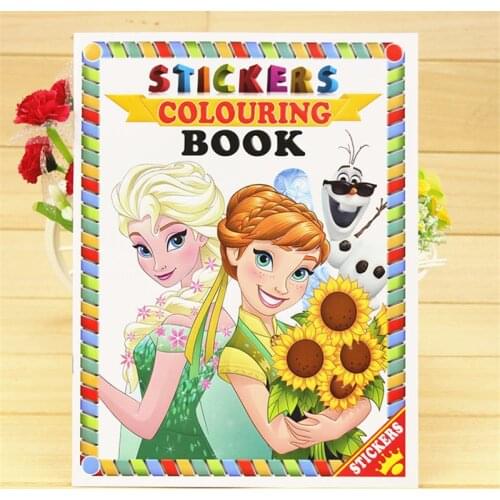 16 pages Snow Princess Girls Coloring Book Sticker Book For Kids Children Adults Colouring Painting Drawing story color books