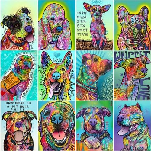 5D DIY Animal Diamond Painting Cute Dog Diamond Embroidery Scenery Cross Stitch Full Square Round Drill Home Decor Manual Gift