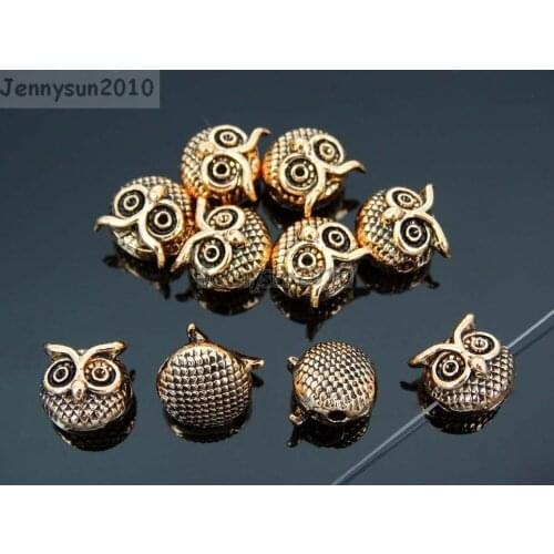 Solid Metal Vintage Tibetan Rose Gold Cute Owl Bracelet Necklace Connector Charm Beads 50Pcs/Pack