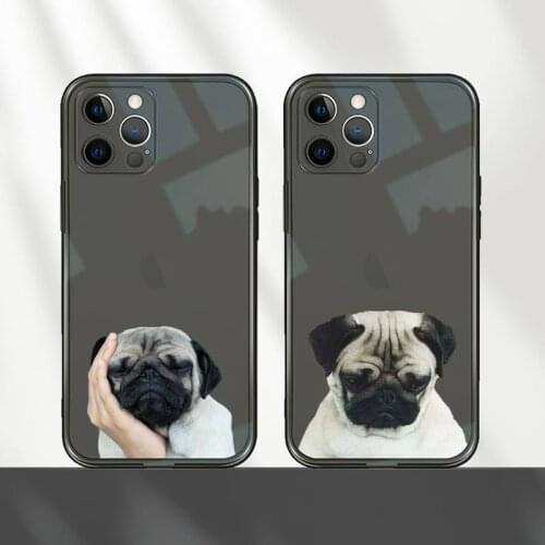Pug Dog French Bulldog Phone Case For iPhone 12 11 8 7 mini pro X XS XR MAX Plus Black Transparent Cover