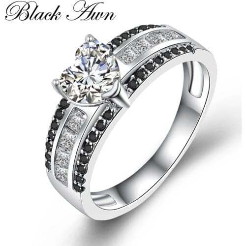 BLACK AWN 2021 New Genuine 100% Sterling 925 Silver Jewelry Square Engagement Rings for Women Gift C385