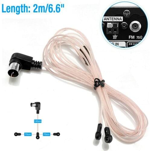 FM Dipole Antenna 75 Ohm F Type Male Plug for Home Radio Stereo Signal Receiver Aerial 520-1710MHZ 1PC