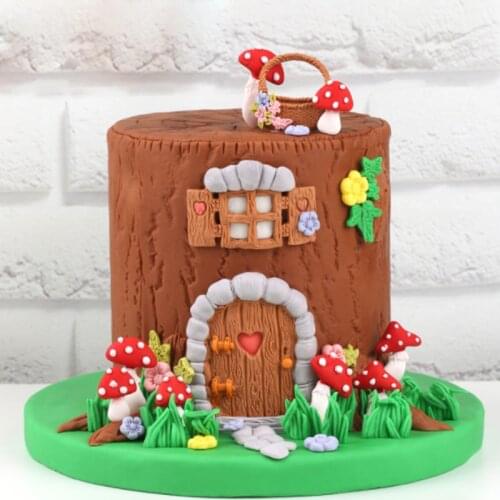 Door Window Basket Mushroom Grass Molds Fondant Cake Decor Silicone Molds Sugarcrafts Chocolate Baking Tools Cakes Gumpaste Form